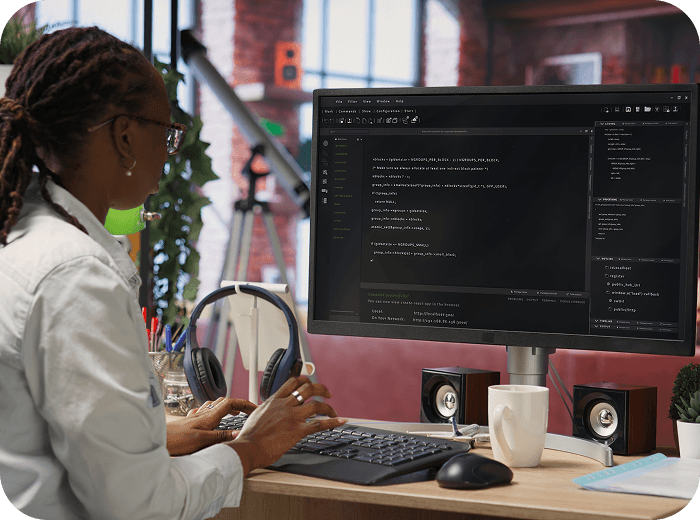 Students learning tech skills